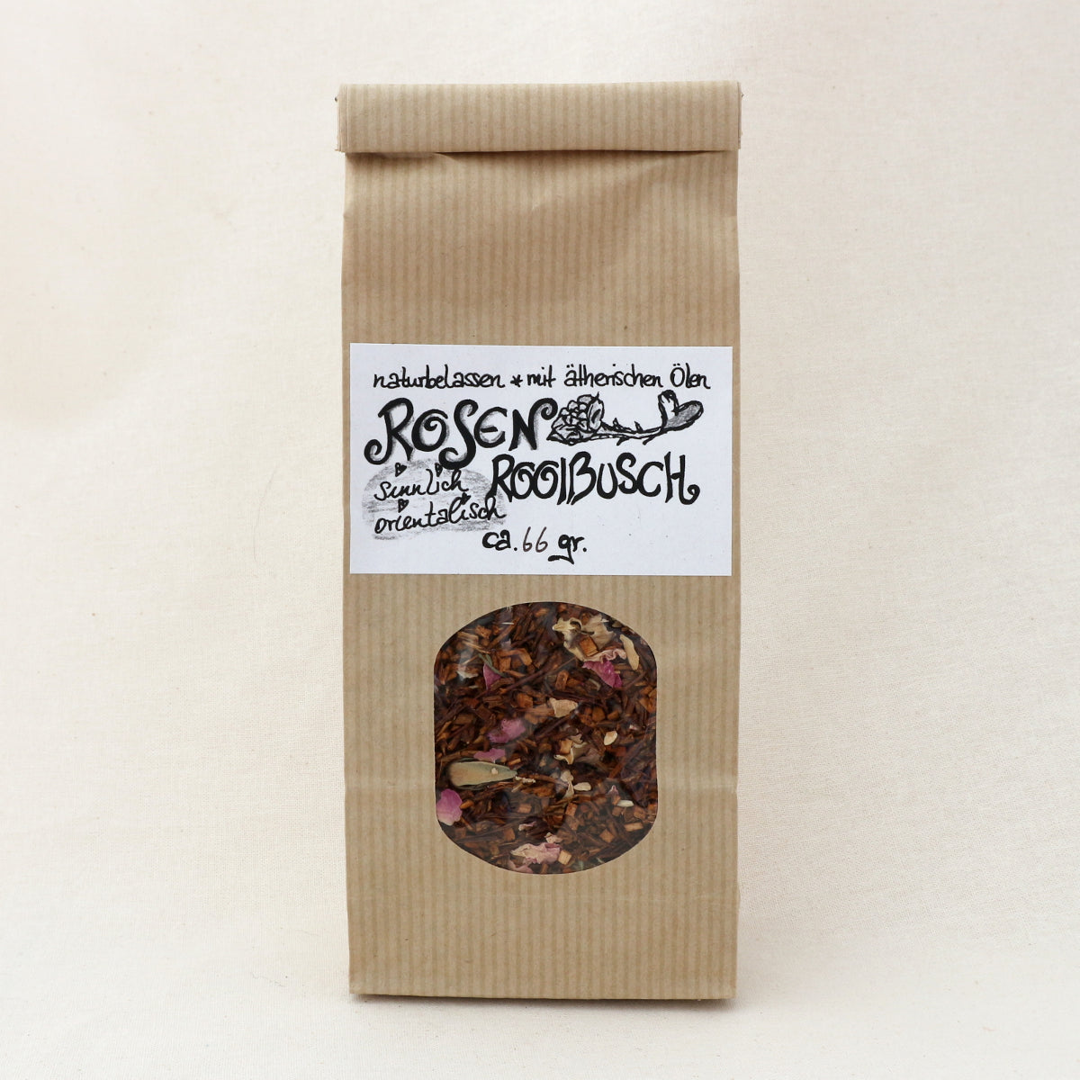 Rooibusch Rose - Teemischung – Rooibos Tee im Papier-Blockbodenbeutel von Lichtbringer Company