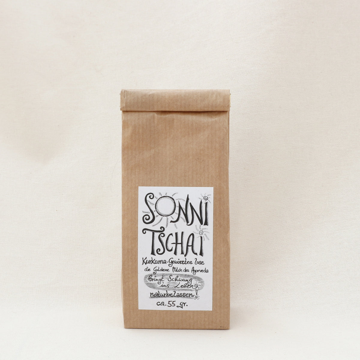 Sonni Tschai - Kurkuma-Gewürztee – kleine Packung Chai Gewürztee im Papier-Blockbodenbeutel von Lichtbringer Company