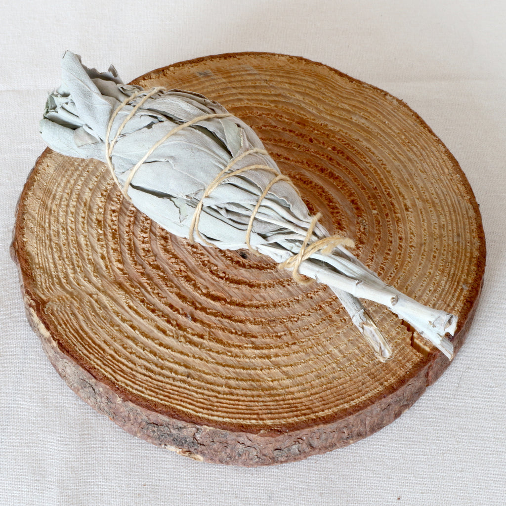 Weißer Salbei Räucherbündel klein – ca. 12 cm lang, 15 Gramm – handgebundener Smudge Stick aus getrockneten Salbeiblättern
