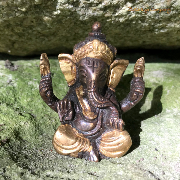 Kleine Ganesha Figur Kupfer und Messing, 5 cm hoch
