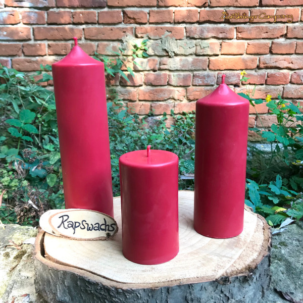 Vegane Stumpenkerzen aus Rapswachs, rot, in 3 Größen