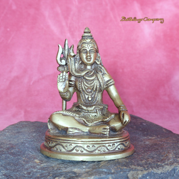 Shiva Mahayogi Statue aus Messing, 10 cm hoch