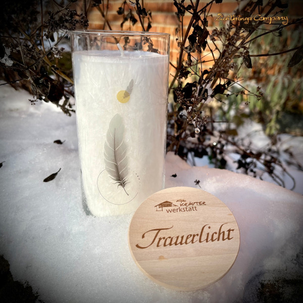 Trauerlicht Feder - Kerze der Allgäuer Heilkräutermanufaktur