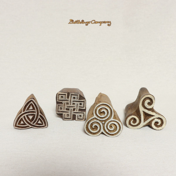 4 Holzstempel mit keltischen Motiven
