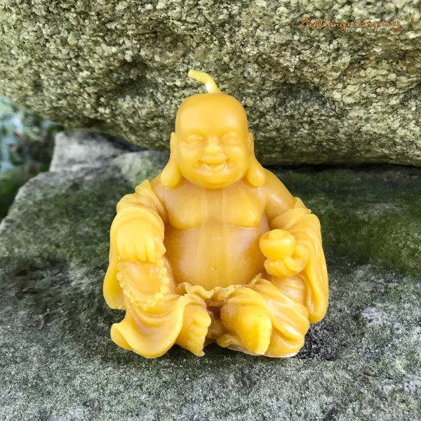 Glücksbuddha Kerze aus Bienenwachs