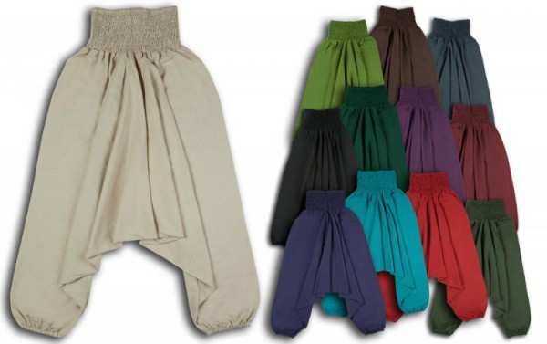 Aladinhose Pluderhose Yogahose breiter Bund - robust