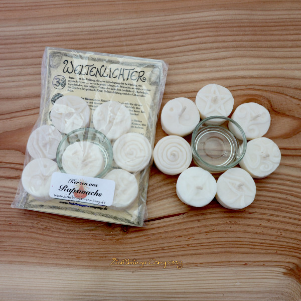 Weltenlichter Ritualkerzen Set aus Rapswachs