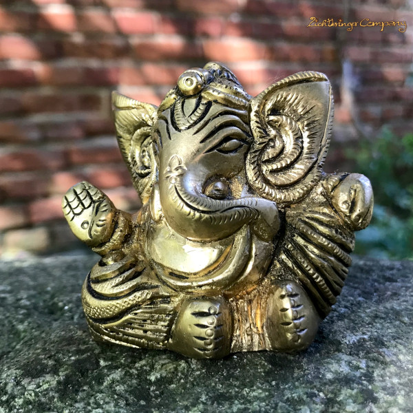 Ganesha Statue antik aus Messing, Höhe 5 cm